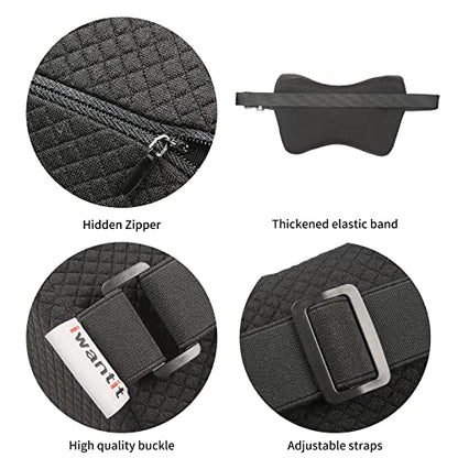 iwantit® Car Neck Pillows with Memory Foam, Neck Supporting for Long Time Driving, Adjustable Straps and Comfy Outer Cover(Black,1Package, Large Size)