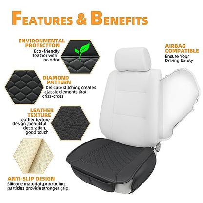 Elantrip Luxury Leather Car Seat Covers, Anti-Slip & Waterproof, Full Protection with Storage - Fits Most Cars, SUV, Trucks(Black, 2-Pack) - color: Black