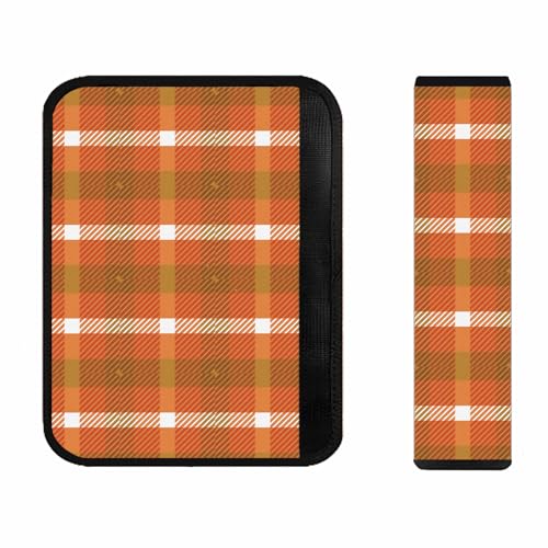 Happy Fall Y'all Buffalo Plaid Seat Belt Cover, Thanksgiving Autumn Harvest Universal for Adults Seatbelt Cushion Straps Accessories Shoulder Pads Neck Shoulder Support Seat Belt Pillow for Women Men - color: Yellow Fall Plaid