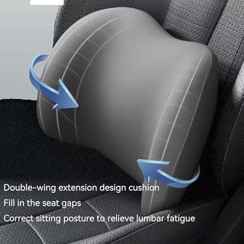 Car Headrest & Lumbar Support Cushion - Ergonomic Car Headrest and Lumbar Support Cushion - Car Lumbar Support Pillow and Car Neck Pillow Kit for Office Chair/Truck/Wheelchair (Black)