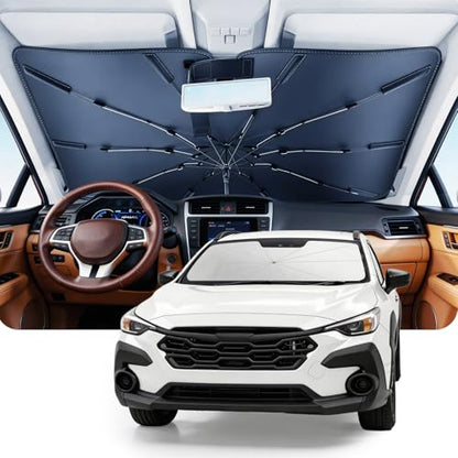DMJN Umbrella Windshield Sun Shade for Su-baru Crosstrek (2018-2026), Car Sunshade for Front Windshield [Nano Ice-Crystal Coatings] UPF50+ Heat & UV Block, Protect Interior & Keep Cooler - size: For | Su-baru Crosstrek (2018-2026)