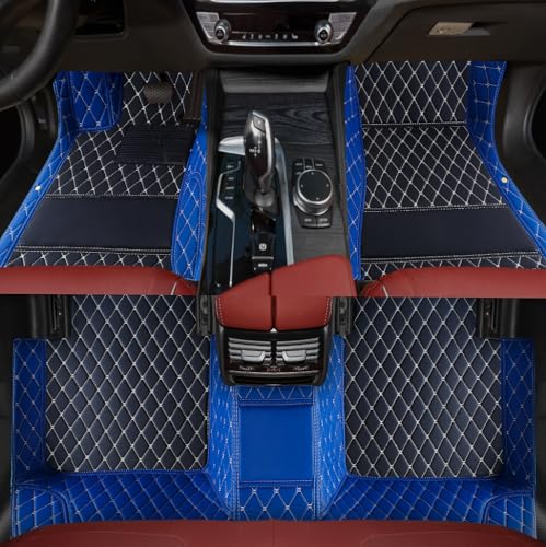 Custom Personalized Floor Mats for Cars，Luxury Full Coverage All Weather Car Floor Mats，Anti-Slip Leather Car Mat Set ，Custom Floor Mats for 99% of Cars, Trucks & SUVs (3D Blue and Black) - color: 3D blue and black