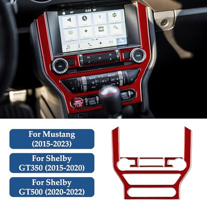 Car Center Control CD Panel Sticker Carbon Fiber Decal Accessories for Ford Mustang 2015 2016 2017 2018 2019 2020 2021 2022 2023 - color: Center Control CD Panel