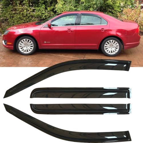 4pcs Shatterproof Outside Mount Style Sun Rain Guards Side Window Wind Deflectors Vent Window Visors for 06 Lincoln Zephyr 07-12 Lincoln MKZ 06-12 Fusion 06-11 Mercury Milan 94550 - size: for 2006-2012 Fusion