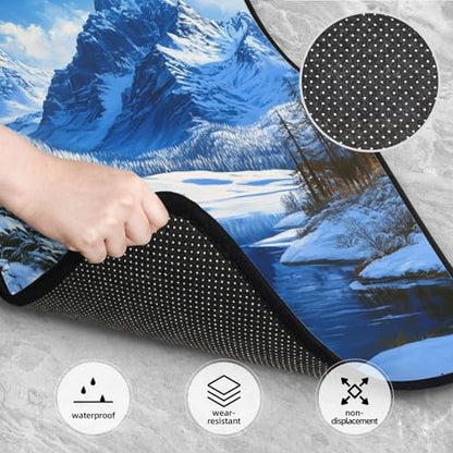 Snow Mountain Car Floor Mats,4 Piece, Car Rug Durable Anti-Slip Waterproof Trim to Fit Liner Universal Fit Auto,Sedan,SUV,Truck