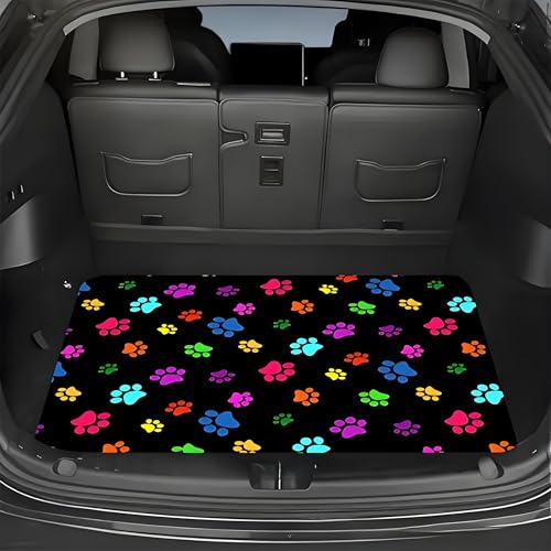 Universal Car Trunk Mat 29" x 39", Color Dog Paw Print All Weather Trunk Protection Cargo Liner, Durable Cargo Mat Rear Trunk Liner, Stylish Vehicle Interior Accessories Suitable for Most Car Models - color: Dog Paw Print