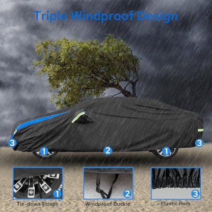 Avecrew Car Cover Custom Fit for Camaro, Waterproof All Weather Full Exterior Cover Rain Snow UV Protection Cover with Side Door Zipper Design - size: Fit for Camaro