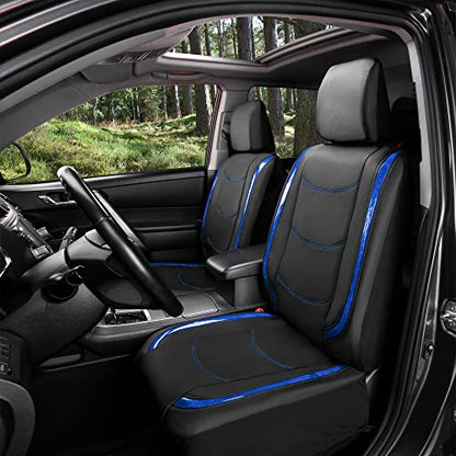 FH Group Full Set Faux Leather Car Seat Covers - Universal Fit, Low Back Front Seat Covers, Airbag Compatible, Split Bench Rear Seat Cover for SUV, Sedan, Blue - color: Blue, style: Seat Covers