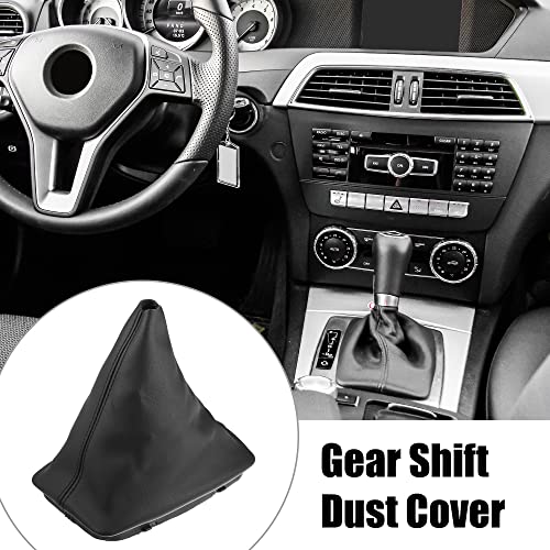 X AUTOHAUX Car Shift Boot Cover Gear Shift Knob Handbrake Gaiter Boot PU Leather for Mercedes-Benz C-Class W204 2008-2013