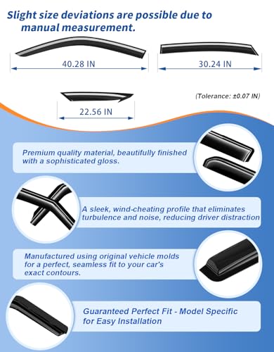 6-PCS Extra-Thick Rain Guards Fit for Honda Civic Sedan 2022-2026 Extra Durable Tape-on Window Rain Guard Window Deflectors Vent Shades Window Visor Vent Visors Exterior - size: Fit for 2022-2026 Honda Civic Sedan