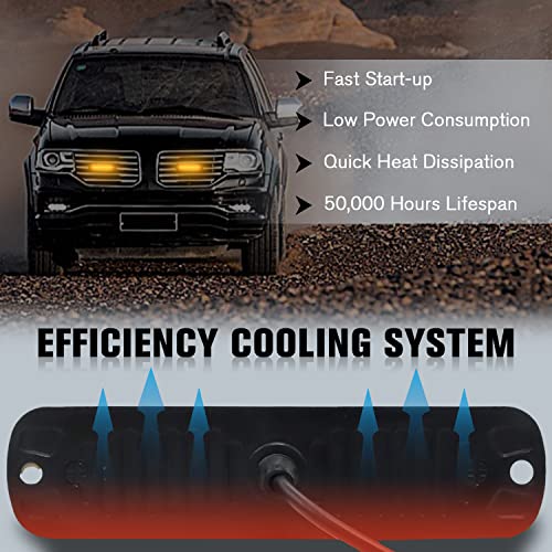 DIBMS LED Strobe Warning Lights, 8x Amber Yellow LED Strobe Warning Emergency Flashing Light Caution Construction Hazard Light Bar For Car Truck Van Off Road Vehicle ATV SUV Surface Mount - color: Amber