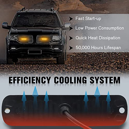 DIBMS LED Strobe Warning Lights, 8x Amber Yellow LED Strobe Warning Emergency Flashing Light Caution Construction Hazard Light Bar For Car Truck Van Off Road Vehicle ATV SUV Surface Mount - color: Amber