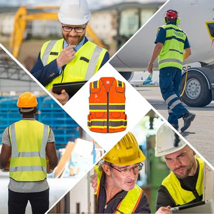 HYCOPROT Reflective Safety Vest Class 2 High Visibility Heavy Duty Construction Vest with Padded Neck,Meet ANSI/ISEA Standard - color: Orange, size: XX-Large
