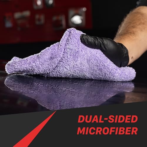 Maxshine 16”x24” Edgeless Purple Microfiber Towel (500GSM) - Double-Sided, Plush Car Drying Towel for Detailing - Professional Auto Detailing - color: Purple, size: 16" x 24"