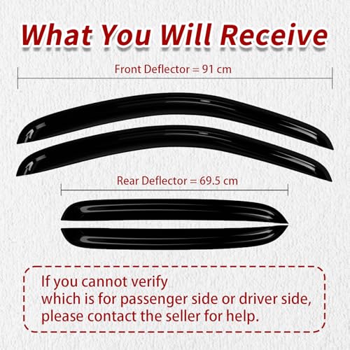 4PC Rain Guards for 2007-2014 Chevy Tahoe Window Visors for GMC Yukon Deflectors Sun Shades Vent Tape On Out Channel - size: 07-14 Chevy Tahoe Yukon