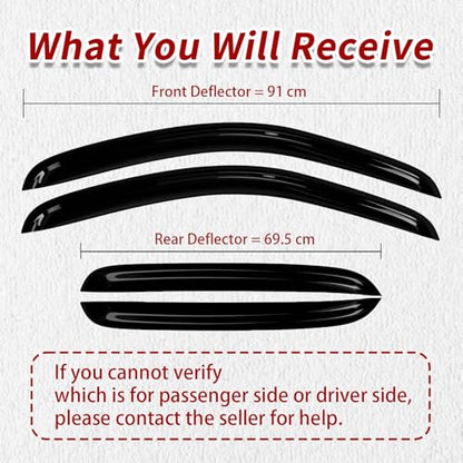 4PC Rain Guards for 2007-2014 Chevy Tahoe Window Visors for GMC Yukon Deflectors Sun Shades Vent Tape On Out Channel - size: 07-14 Chevy Tahoe Yukon