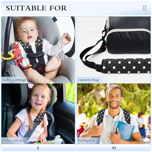 Bolaz Black Polka Dots Car Seat Strap Pads Seatbelt Covers Cushion Shoulder Strap Pads for Adults Soft 2Pcs - color: Black Polka Dots, size: Small