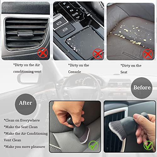 Car Interior Detailing Brush 1PC,Car Brushes for Detailing Interior,Soft Car Detailing Brush,Universal Car Brush Tool(Black+White) - color: Black+White