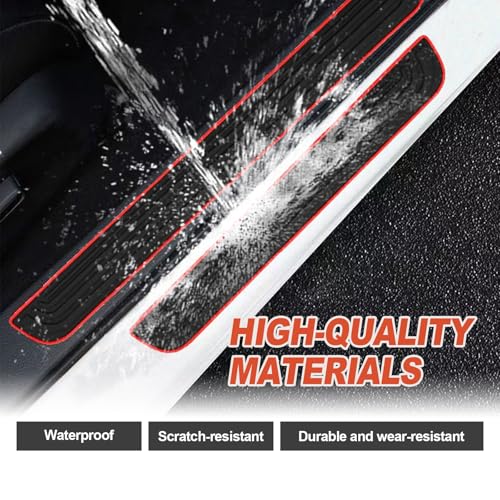 4 Pieces Universal Car Door Sill Protectors Anti Scratch and Waterproof Door Edge Guards for Car Truck SUV PVC Threshold Protector Cover Black with Red Edge
