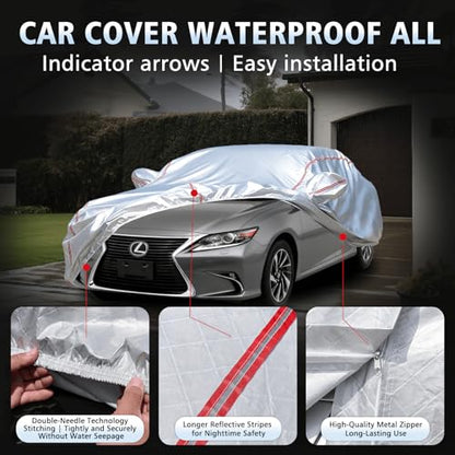 Car Cover Waterproof All Weather for Lexus ES 2001-2025,All-Around Fastening and 4 Upgrades, 30s Quick-Install for Car Cover - size: 4（for Lexus ES）