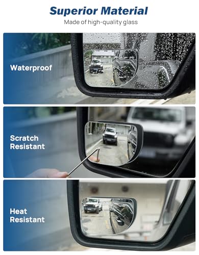 JOYTUTUS Blind Spot Mirror 2 Pack HD Frameless Convex Glass for Wide Angle View and Safer Lane Changing Compatible with Cars SUVs Trucks RVs Easy Stick On & Long Lasting Durability