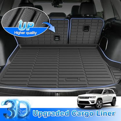 Grand Cherokee Floor Mats - Car Mats for Jeep Grand Cherokee 5-Seater 2022-2025(Include 4xe, Not WK or L), All Weather Floor Mats and Cargo Liner for Grand Cherokee Accessories, Heavy Duty Rubber Mats - size: 2)Jeep Grand Cherokee【22-25】Full set