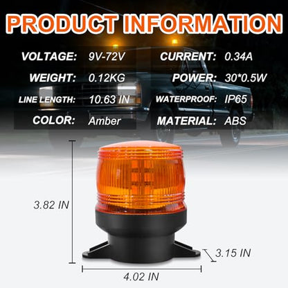 2PCS Amber Emergency Strobe Lights, 30 LED High Visibility Warning Lights with IP65 Waterproof Rating, Universal Flashing Beacon Lamp for Cars, Trucks, Vans, Tows, Tractors, ATV, Forklifts, Vehicles