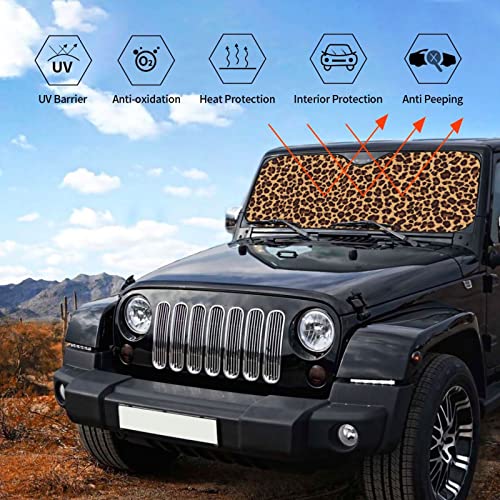 Leopard Car Windshield Sunshade Front Window Sun Visor Protector Foldable Shield Cover for Truck SUV - color: White3