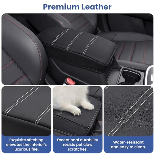 Center Console Cover for Honda CRV 2026 2025 2024 2023, Upgraded PU Leather Thick & Soft Armrest Cover for CRV 2023-2026 (Gray Stitching) - color: Gray Stitching
