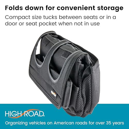 High Road CarHop Jr - Car Organizer with Cup Holders and Storage or Eating Tray for Car - Front Seat Organizer for Drivers and Back Seat Organizer for Kids and Adults