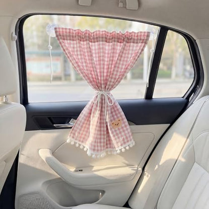 Gilprop 2 Pcs Car Window Shades Suction Cups Double Layer Auto Sun Shade Car Side Window Covers for Family Privacy Protection Breastfeeding Taking a nap Camping 18.5" x 26"(Pink) - color: Pink