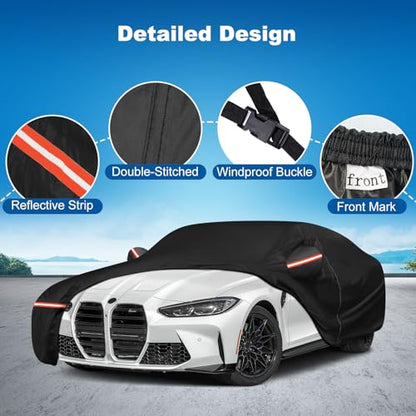 QUNSUNUS Car Cover for BMW M4/ 4 Series 420i 428i 430i 435i 440i /4 Coupe 2014-2026, Waterproof M4 Car Covers with Cotton Lining, All Weather Cover with Straps and Zipper - color: for BMW M4/4 Series Car Cover