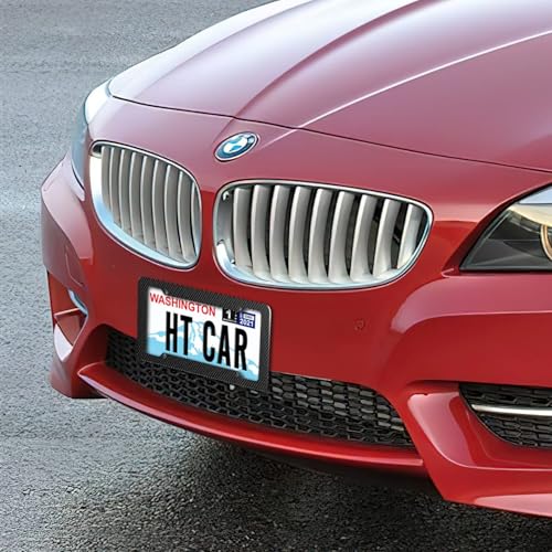 Carbon Fiber License Plate Frame, Glossy Waterproof Plastic Number Plate Frame Print Carbon Fiber Pattern for Man and Women (with Fasteners and Screws) 2 Pack - color: Carbon fiber