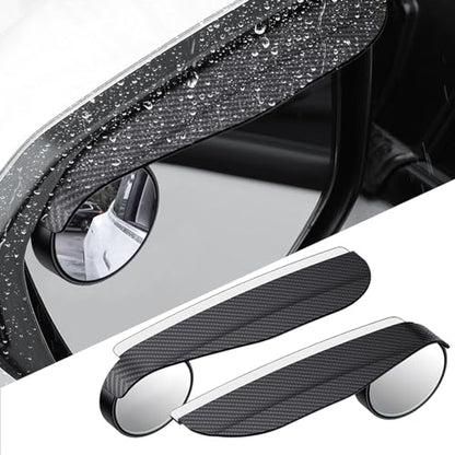 2PCS Blind Spot Mirrors, 2-in-1 Carbon Fiber Rain Eyebrow Reflective Protection Shield, Car Exterior Accessories Side Rain Guards with Convex Rear View Mirror Universal for Most Cars