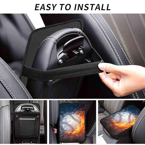 Baseball Auto Center Console Cover Universal Car Armrest Pad Waterproof Women Men Automotive Interior Accessories for Most Vehicle SUV - color: Baseball