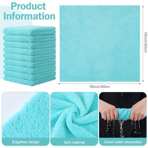 Tallew 15 Pcs Car Microfiber Towels Buffing Drying Wash Cleaning Cloths Plush Large Towels Thick Care Polishing Detailing Waxing Scratch Proof Towel, 15.75 x 15.75 Inch (Light Blue) - color: Multicolor