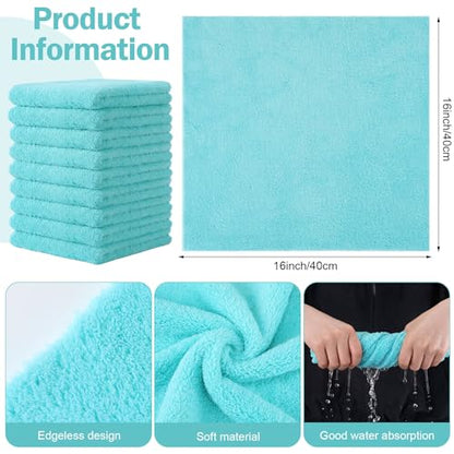 Tallew 15 Pcs Car Microfiber Towels Buffing Drying Wash Cleaning Cloths Plush Large Towels Thick Care Polishing Detailing Waxing Scratch Proof Towel, 15.75 x 15.75 Inch (Light Blue) - color: Multicolor