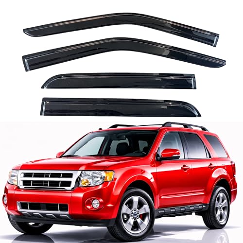 KPY Rain Guards Fit for 2001-2012 Ford Escape & 2005-2012 Ford Escape Hybrid, Out-Channel Window Visors Vent Wind Deflectors 4PC, Car Accessories for 2008-2012 Mazda Tribute, 2005-2011 Mercury Mariner - size: 2001-2012 Escape