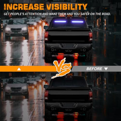 XRIDONSEN 2 in 1 Blue Emergency Lights Traffic Advisor Light Bar 144 LED Warning Safety Strobe Interior Front Windshield Dash Rear Window Light for Police Firefighter Vehicles Trucks Car, 2x17.7 inch - color: Blue