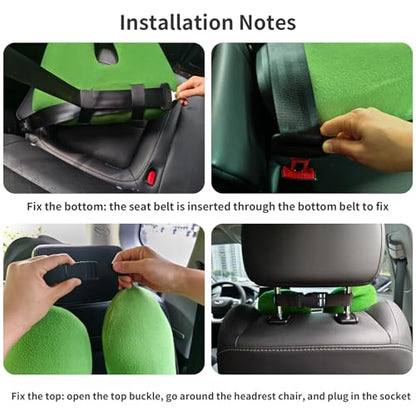 FHSGGP Travel Pillow Car Pillow Kid Car Sleeping The Sleeping Aid for Adults and Kids on Road Trips Sponge Kids Travel Pillow Provides Body and Head Support Sage Green - color: D-sage Green