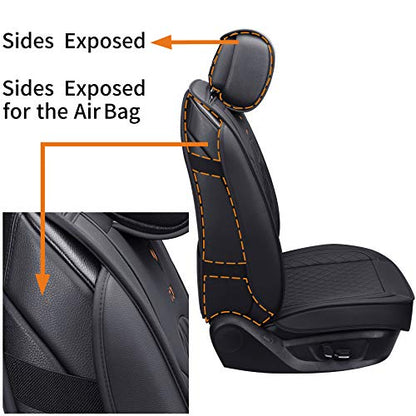 Aierxuan 2 Front Seat Covers for Women Leather Waterproof Universal for Ford Fusion Focus Edge Beetle Kia Soul C300 CC Hyundai Elantra Outlander Lexus ES350 (2 PCS Front, Black) - color: 2 PCS Front/Black