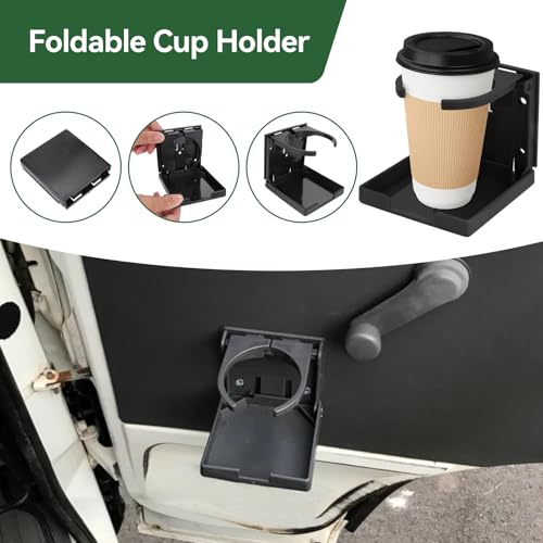2pcs Foldable Cup Holder Adjustable Wall Mounted Cup Holder 60-100MM Wall Car Desk Drink Holder for Home Trucks RVs Vans Boats Campers Caravans (Black) - color: Black