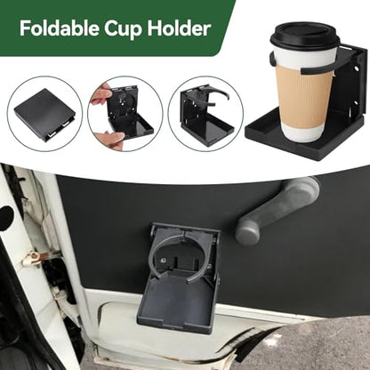2pcs Foldable Cup Holder Adjustable Wall Mounted Cup Holder 60-100MM Wall Car Desk Drink Holder for Home Trucks RVs Vans Boats Campers Caravans (Black) - color: Black