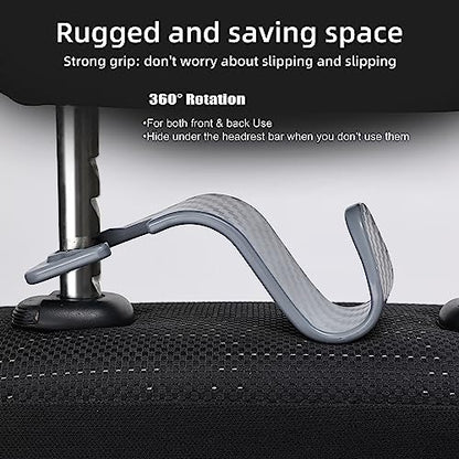 Car Seat Headrest Hooks Vehicle Storage Organizer for Purses Handbags Groceries Coats – Holds 55 lbs 360° Rotating Checkered Pattern Design 4 Pack (Gray Checkered) - color: Gray Checkered