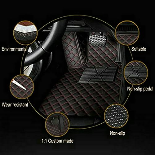 Customized Personalized Car Mats - All Weather Men's and Women's Floor mats Suitable for 99% of vehiclesPads Protection Non-Slip Leather Floor Liners (Black red Stripe) - color: Black red stripe 1