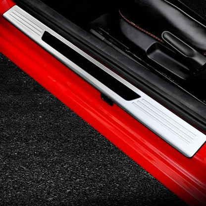 4 PCS Stainless Steel Chrome Silver Door Sill Protector Trims for Toyota RAV4 2019-2022 2023 2024,Outside Door Sill Scuff Plate Guard Cover Trim Door Sill Decorative Decals
