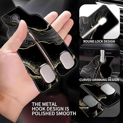 1 Pack Car Seat Headrest Hooks for Purses Abstract Black Golden Marble Bag Purse Holder for Car with Double Metal Hooks Car Purse Hanger Hanging Accessories - color: Abstract Black Golden Marble