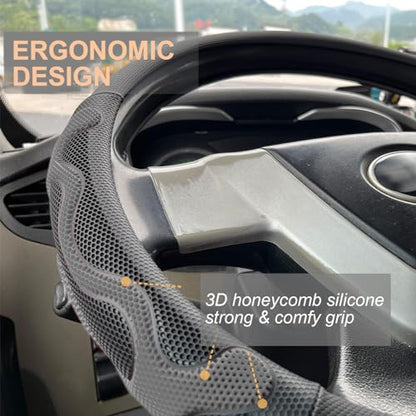 PINCTROT XL Size 17.5-18 Inch Comfy Grip Steering Wheel Cover for Semi Truck, Fits RV, Big Rig Trucker, 18 Wheeler and Classic Cars, Anti-Slip Design 17.5-18 Inch(Silicone Gray) - color: 4.Gray, size: Extra Large Size[17 1/2''-18'']