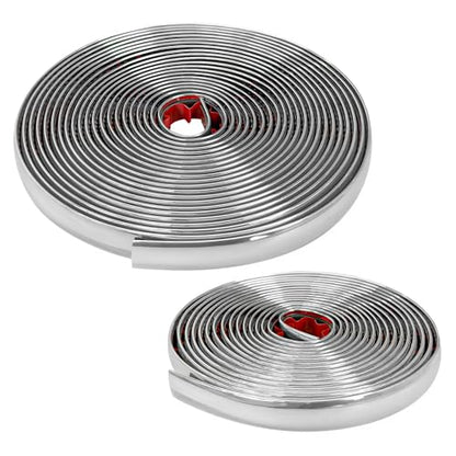 26FT Automotive Chrome Trim Molding, 1/2" (12mm) Wide Car Body Side Decorative Strip, Scratch-Proof Molding Trim Universal Self Adhesive Decoration for Bumper Window Door