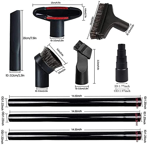 ANBOO Vacuum Attachments Set, 1 1/4 inch Vacuum Accessories Cleaning Kit Hardwood Floor Brush Attachments Extension Wands with Standard Hose Adapter, 9 Pack